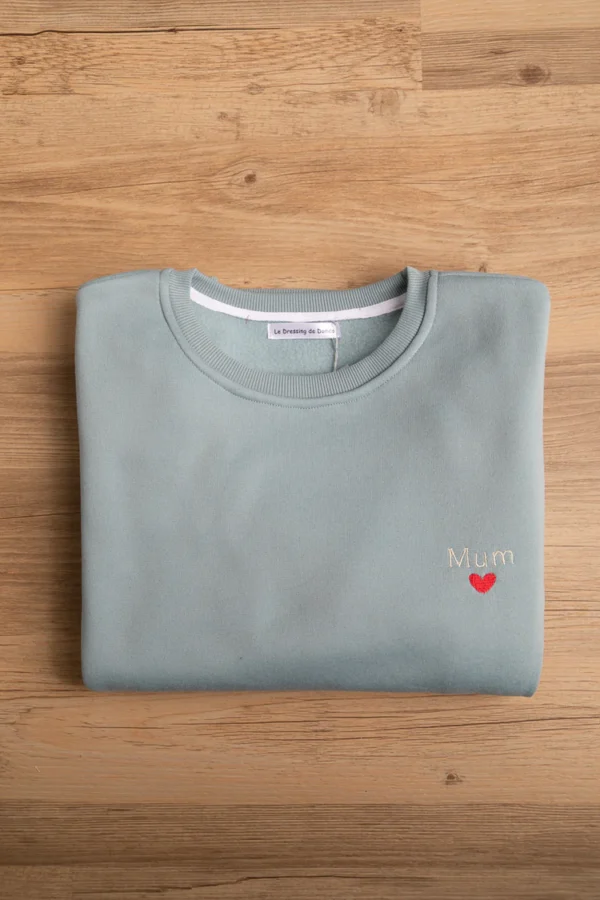 Sweat Femme bleu gris avec broderie