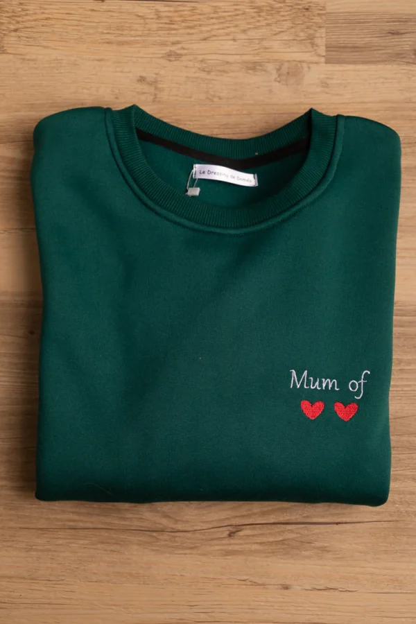 Sweat Femme vert sapin avec broderie