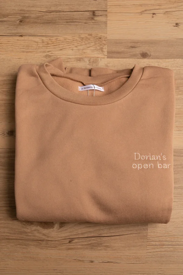 Sweat Femme camel avec broderie
