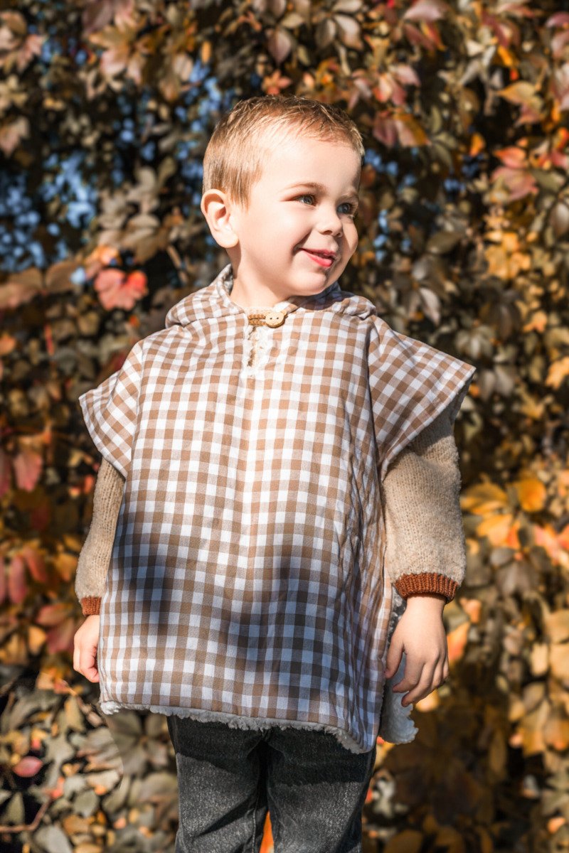 Poncho vichy camel