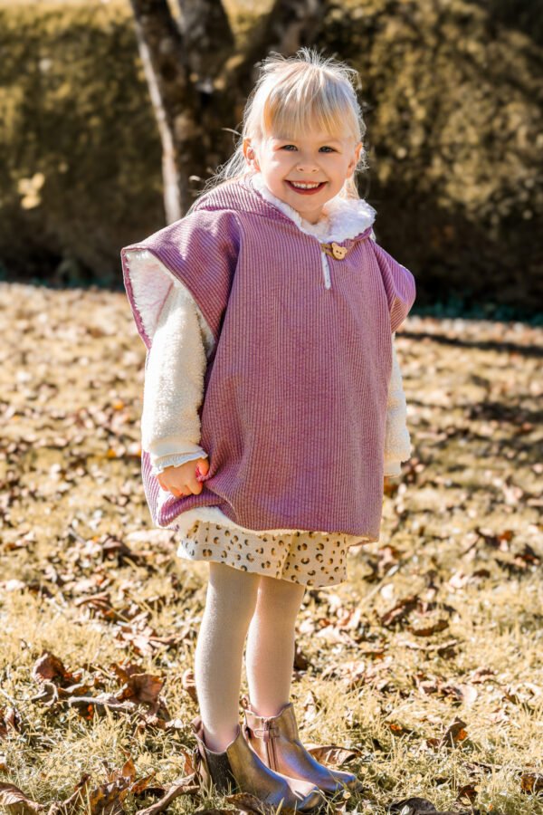 Poncho velours rose