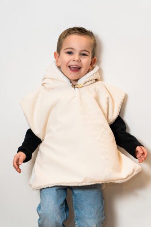 Poncho velours écru