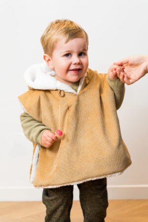 Poncho velours camel