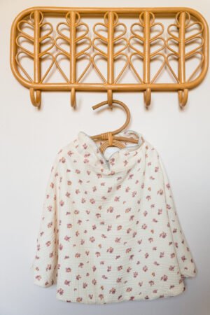 Poncho fleuris Paola et liseré argenté