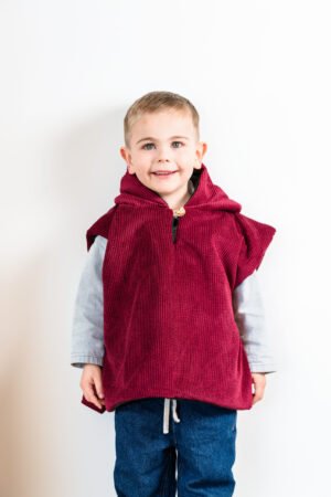 Poncho velours bordeaux