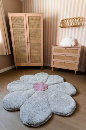 Tapis fleur grise réversible personnalisable