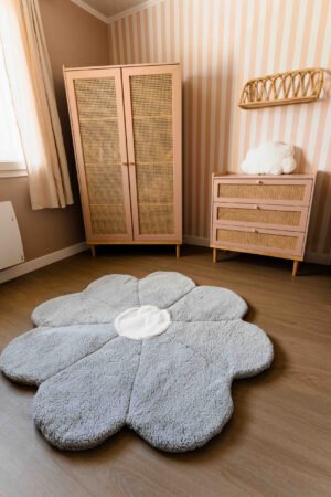 Tapis fleur grise réversible personnalisable