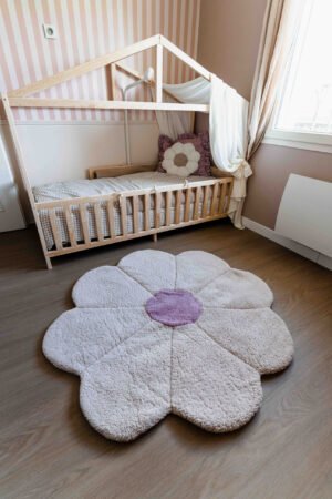 Tapis fleur beige réversible personnalisable