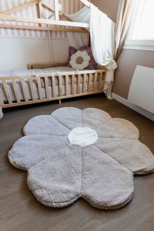 Tapis fleur beige réversible personnalisable