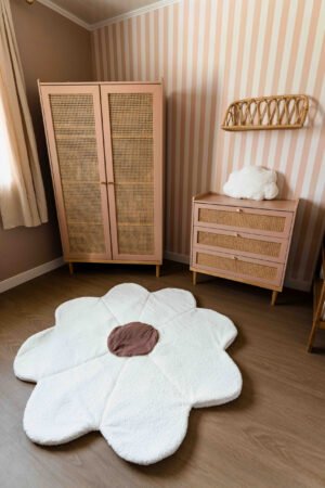 Tapis fleur blanche réversible personnalisable