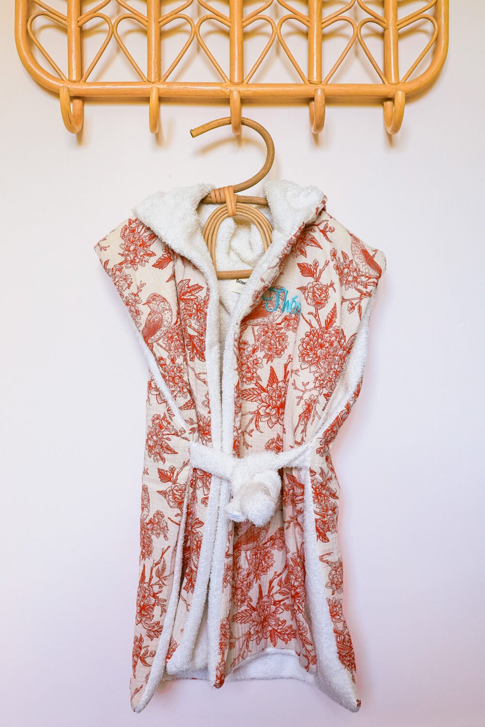 Peignoir de bain jungle rouge