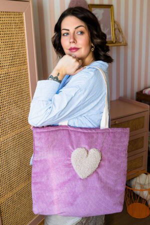 Sac cabas velours rose