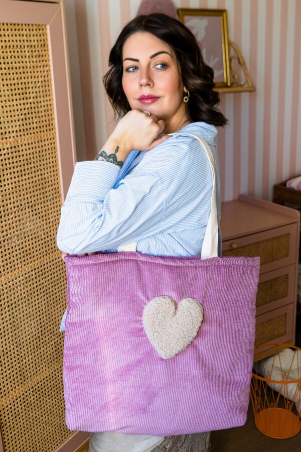 Sac cabas velours rose
