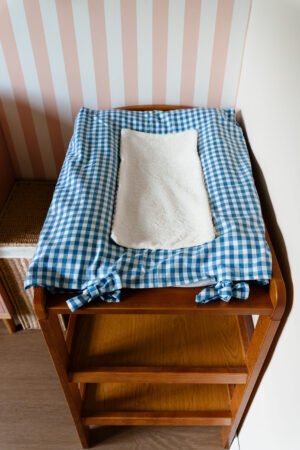 Housse matelas à langer vichy bleu
