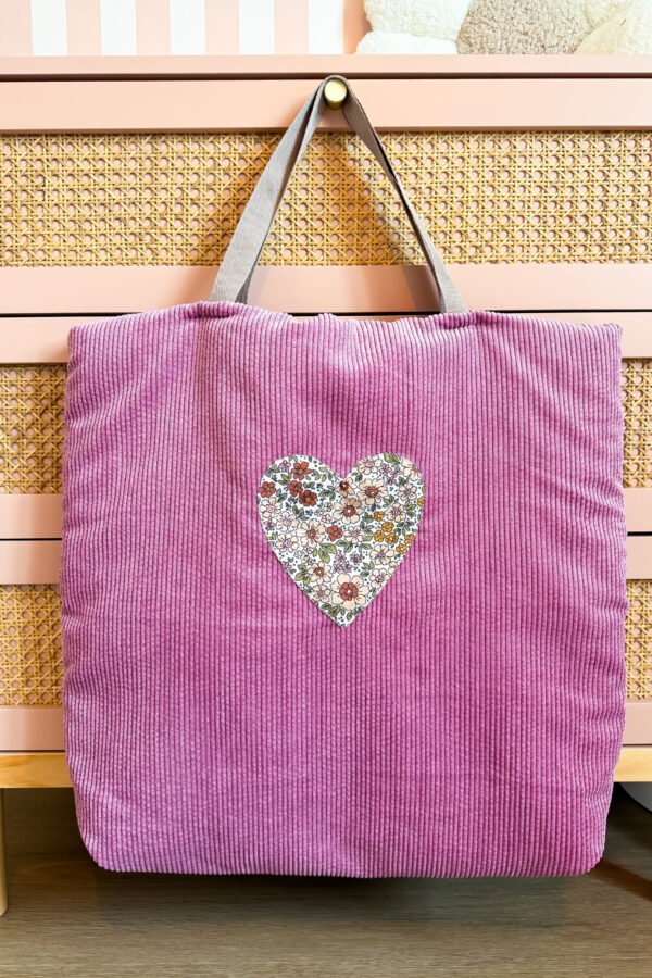 Sac cabas velours rose/fleuris Giulia