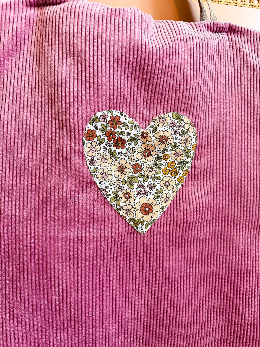 Sac cabas velours rose/fleuris Giulia – Image 2