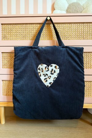 Sac cabas velours noirs/ léopard