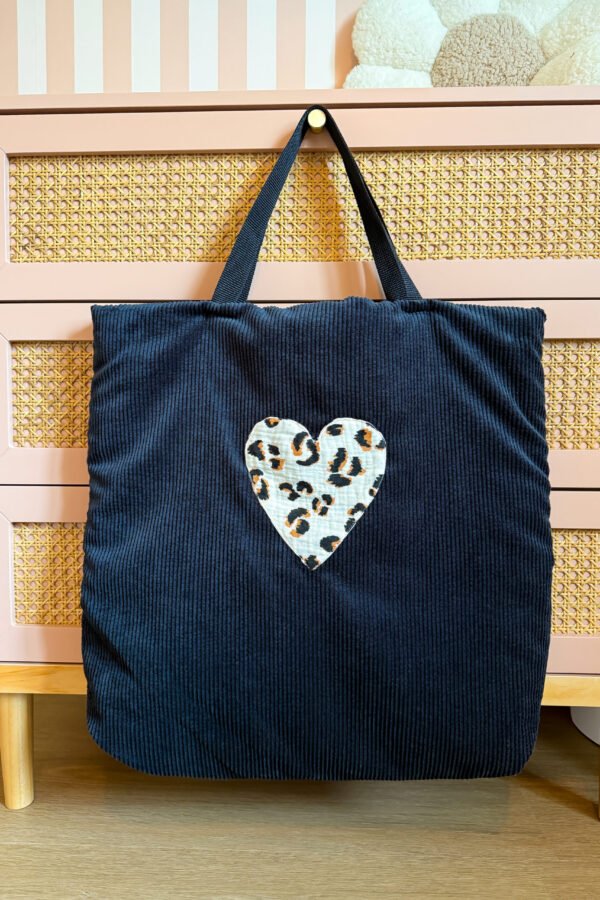 Sac cabas velours noirs/ léopard