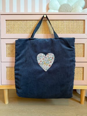 Sac cabas velours noirs/ fleuris Giulia