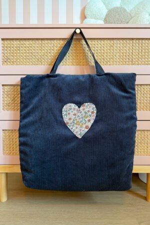 Sac cabas velours noirs/ fleuris Giulia