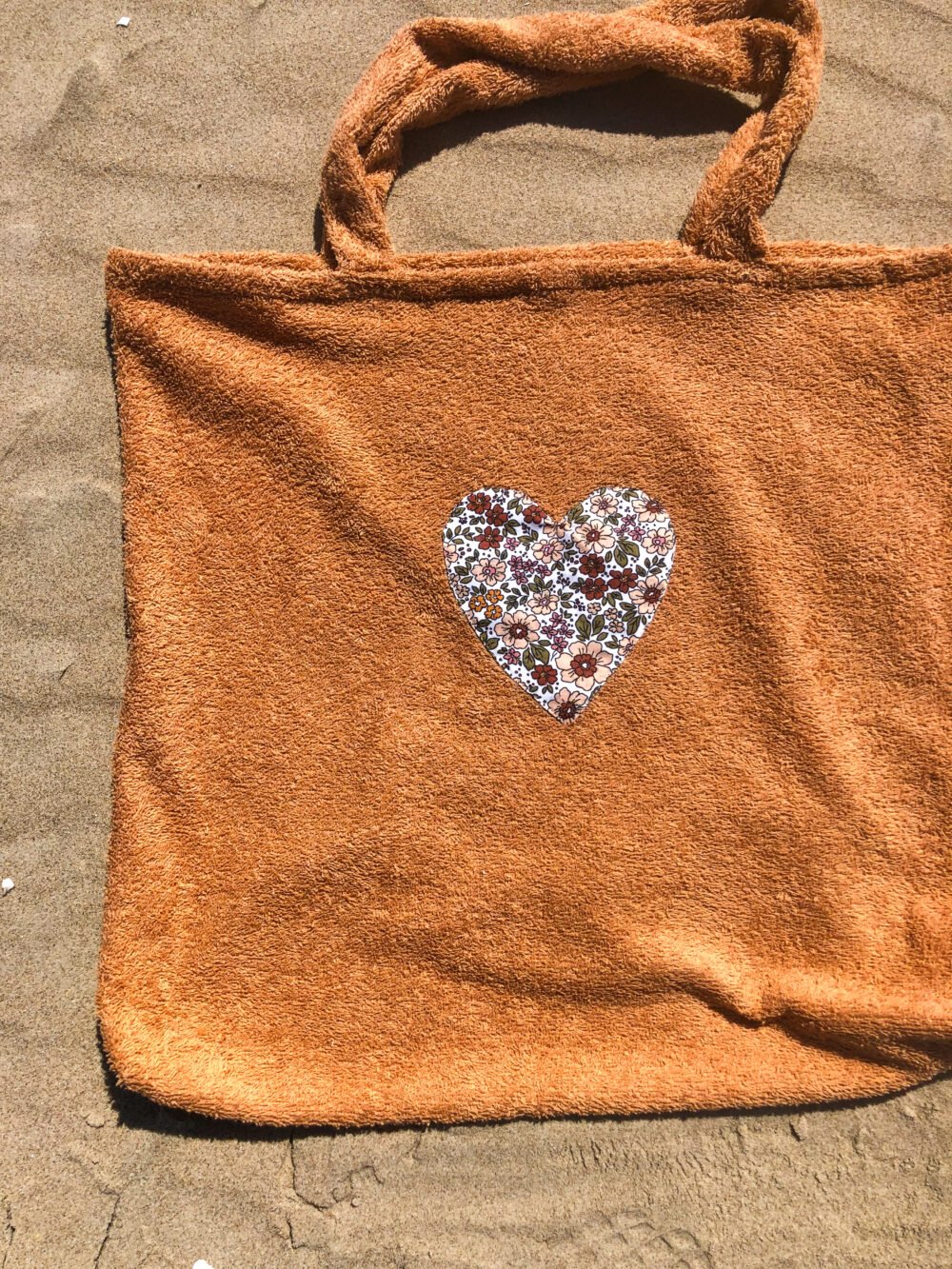 Sac cabas éponge camel/fleuris – Image 3
