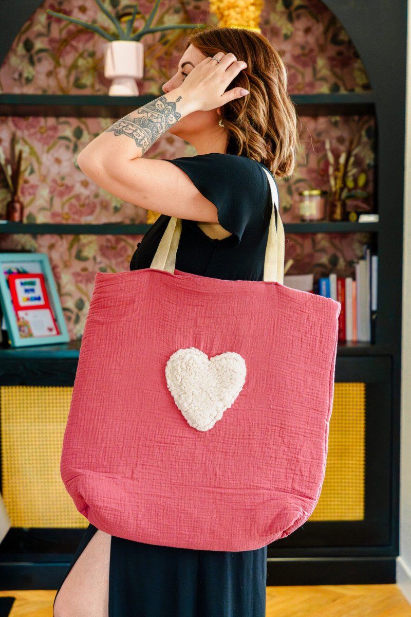 Sac cabas double gaz terracotta