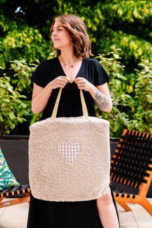 Sac cabas moumoute beige/ vichy camel