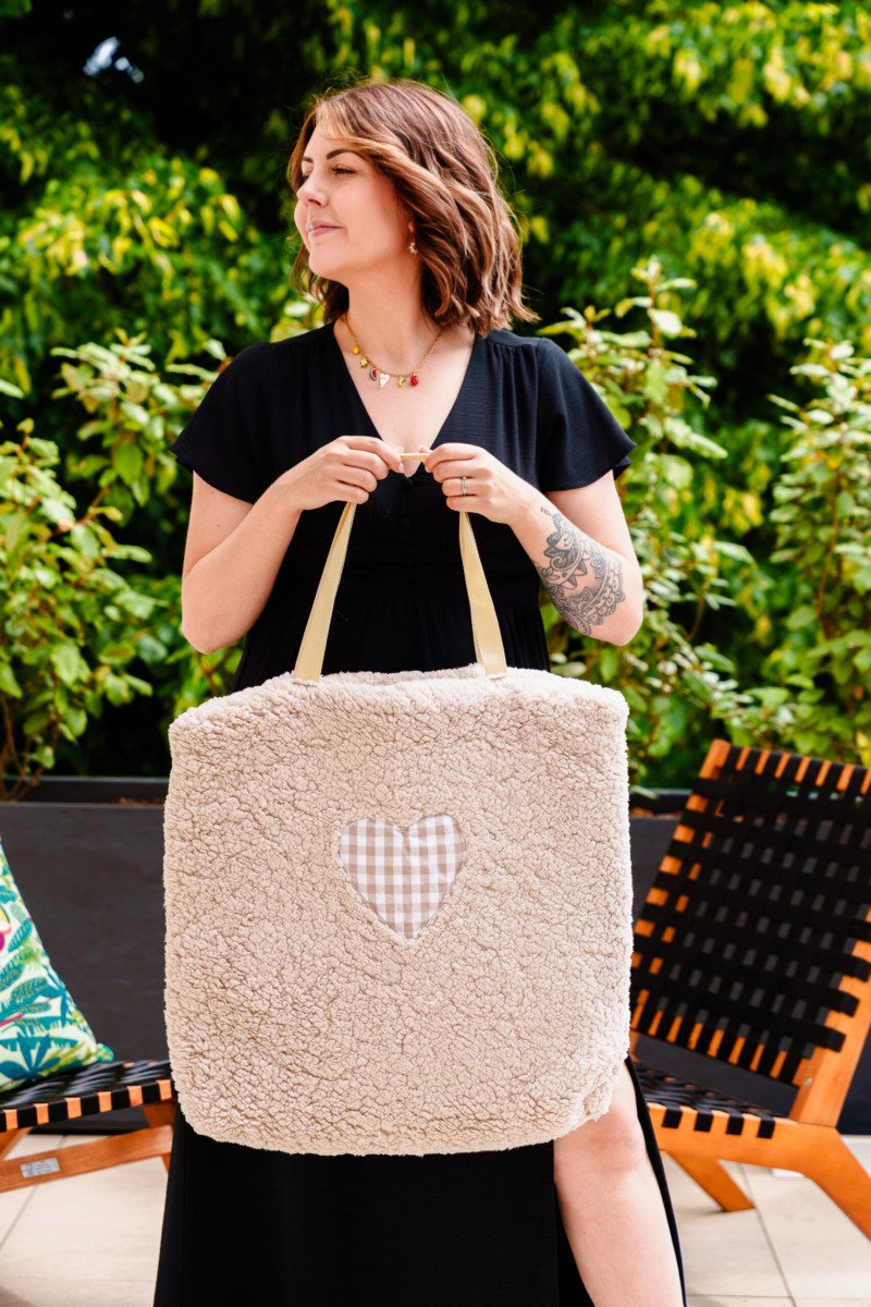 Sac cabas moumoute beige/ vichy camel