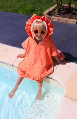 Poncho de bain saumon pois doré