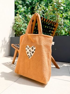 Sac cabas éponge camel/leopard