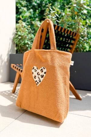 Sac cabas éponge camel/leopard