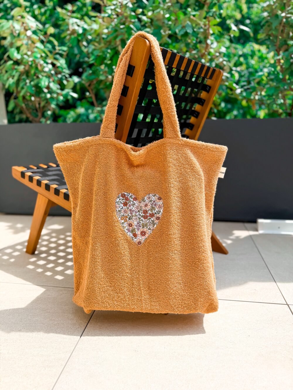 Sac cabas éponge camel/fleuris