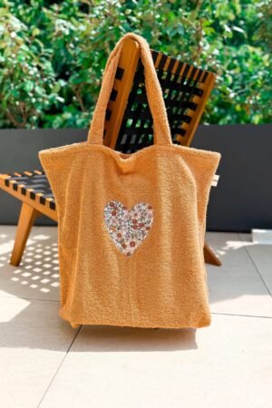 Sac cabas éponge camel/fleuris