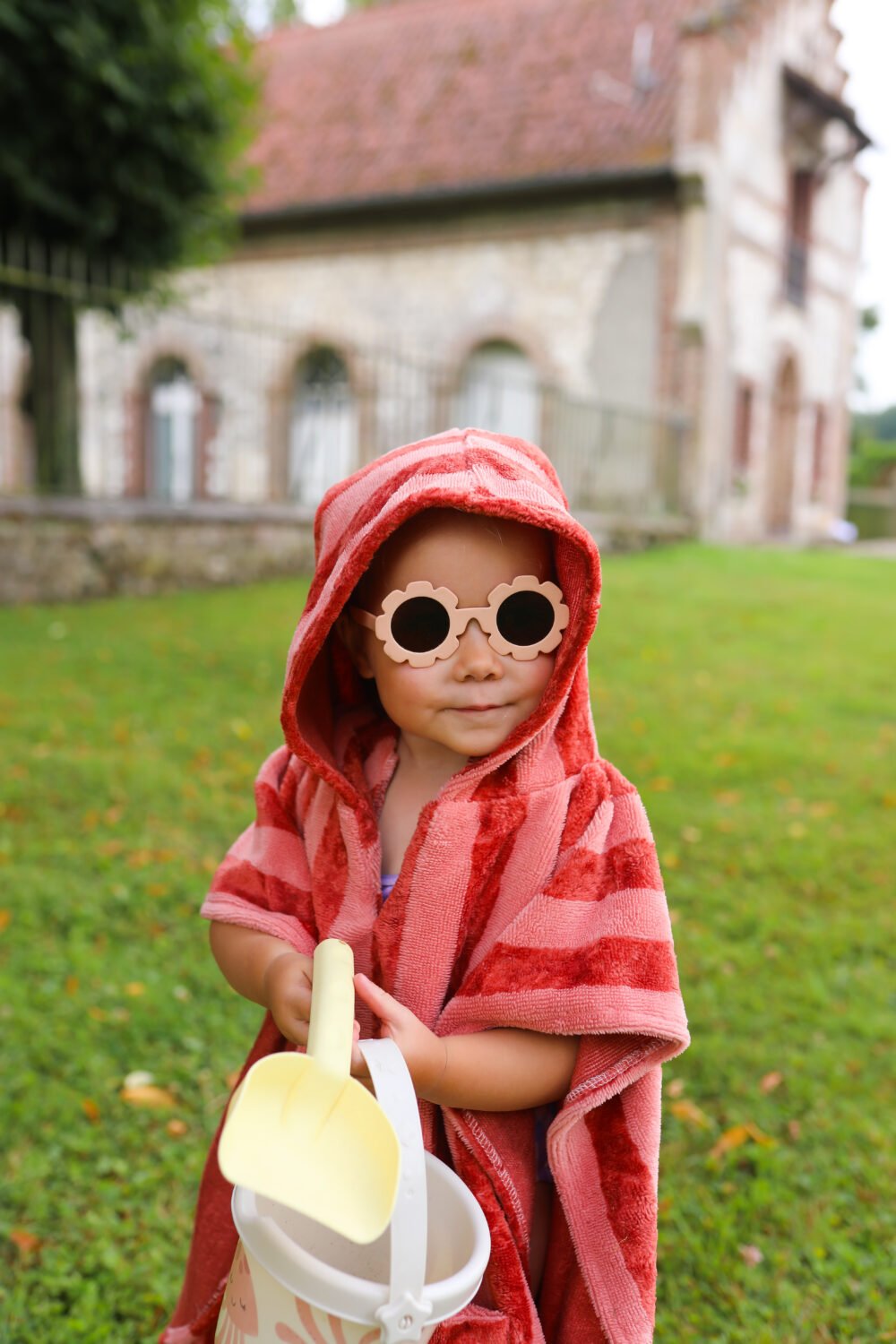 Poncho de bain rayé terracotta – Image 3