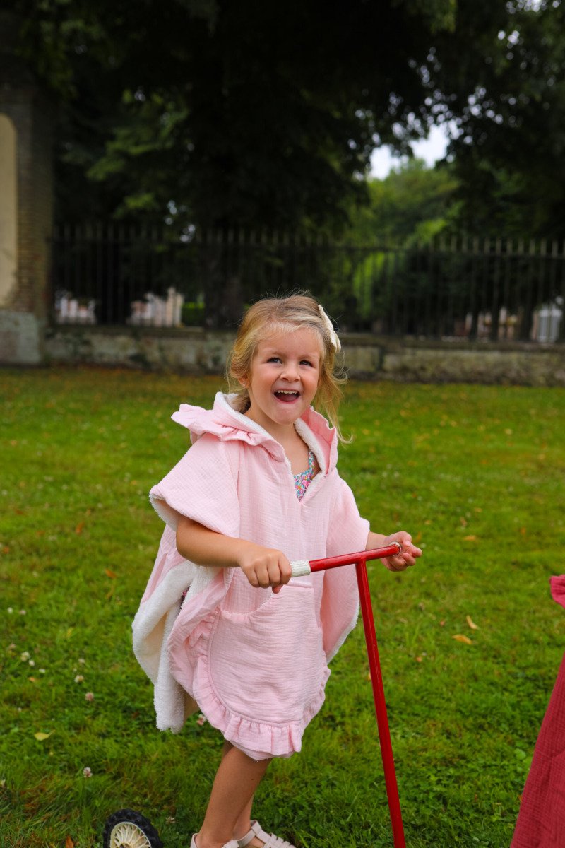 Poncho de bain rose pâle