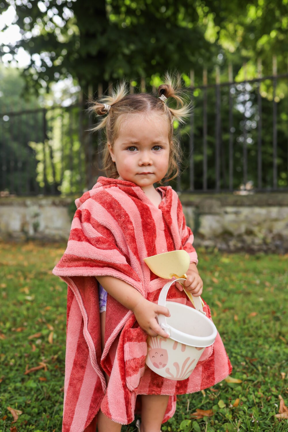 Poncho de bain rayé terracotta – Image 4
