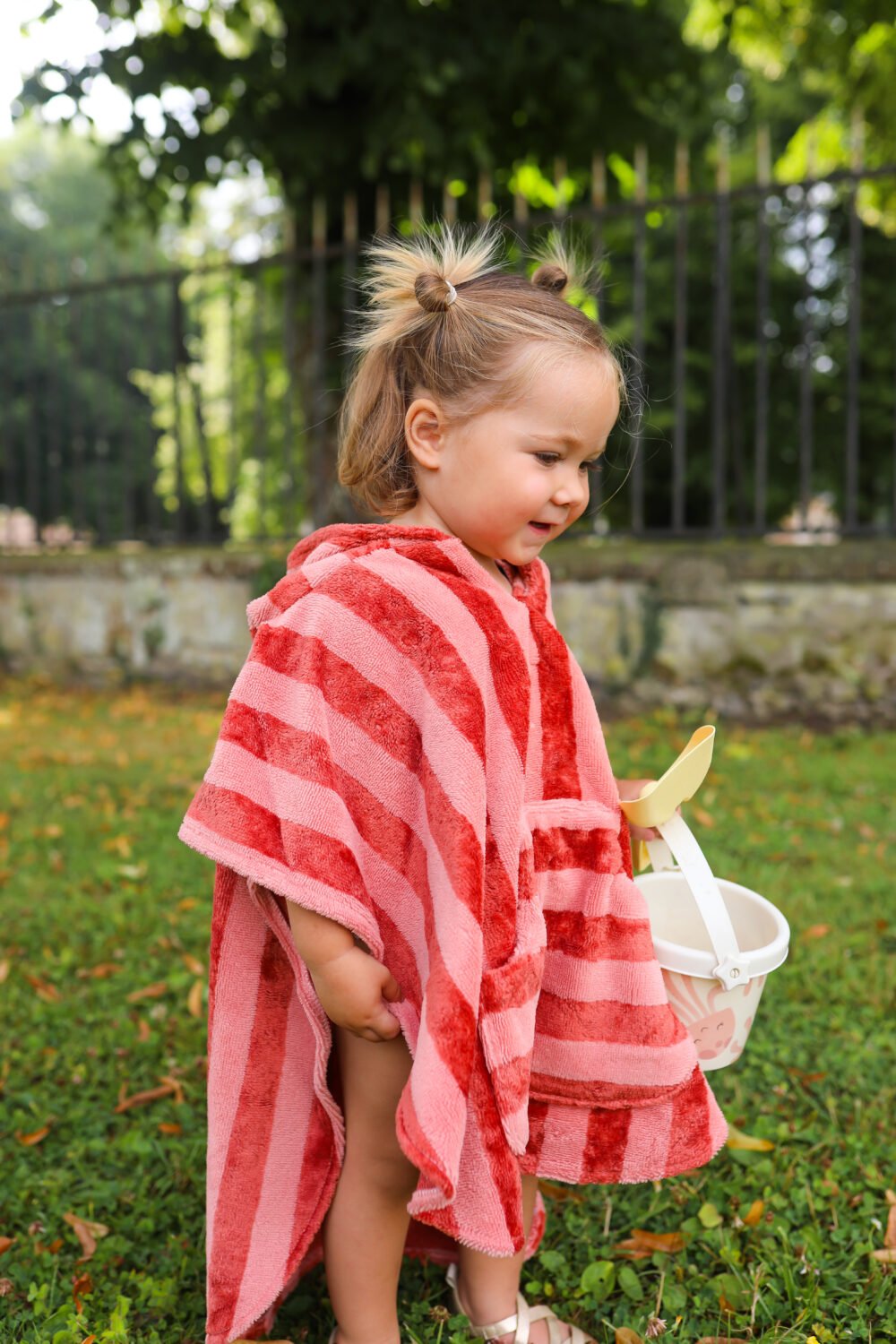Poncho de bain rayé terracotta – Image 2