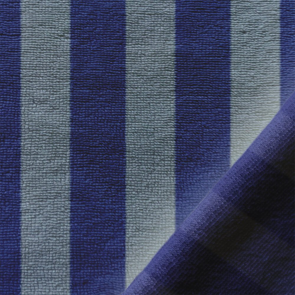 Tissu éponge rayé bleu