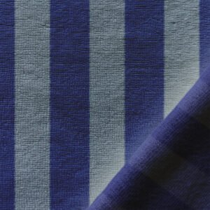 Tissu éponge rayé bleu