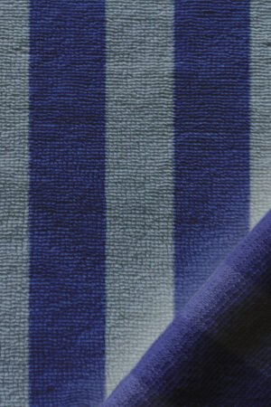 Tissu éponge rayé bleu