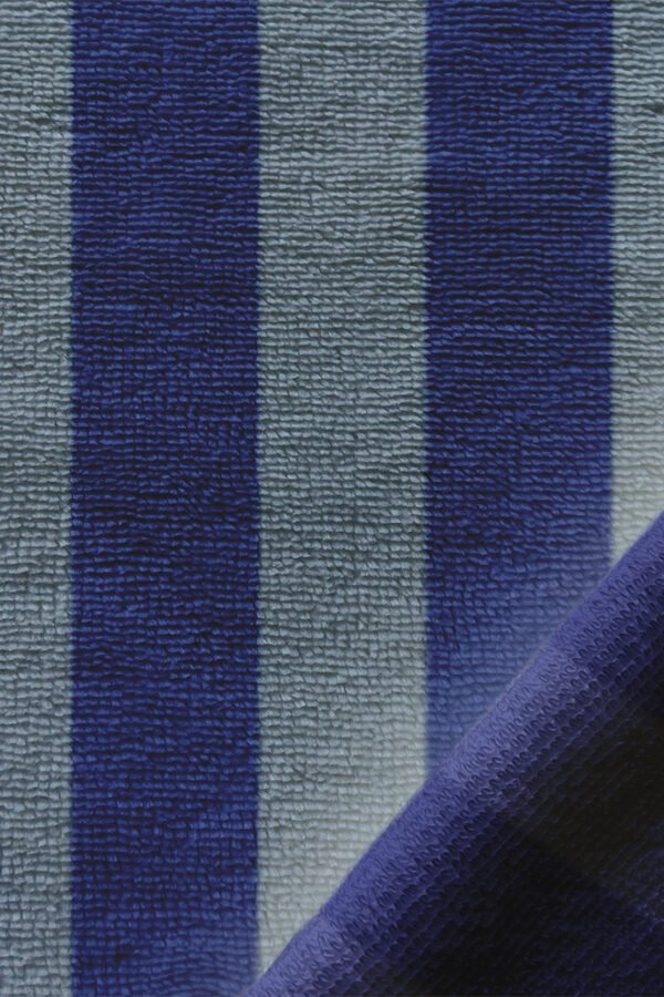 Tissu éponge rayé bleu