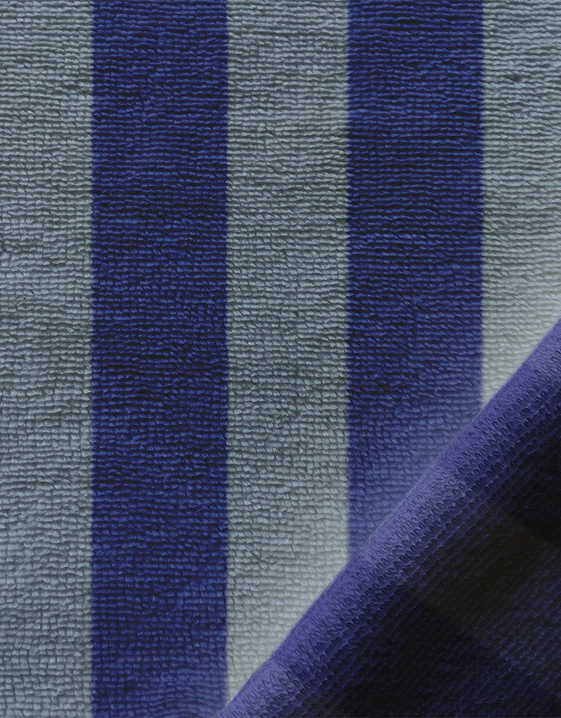 Tissu éponge rayé bleu
