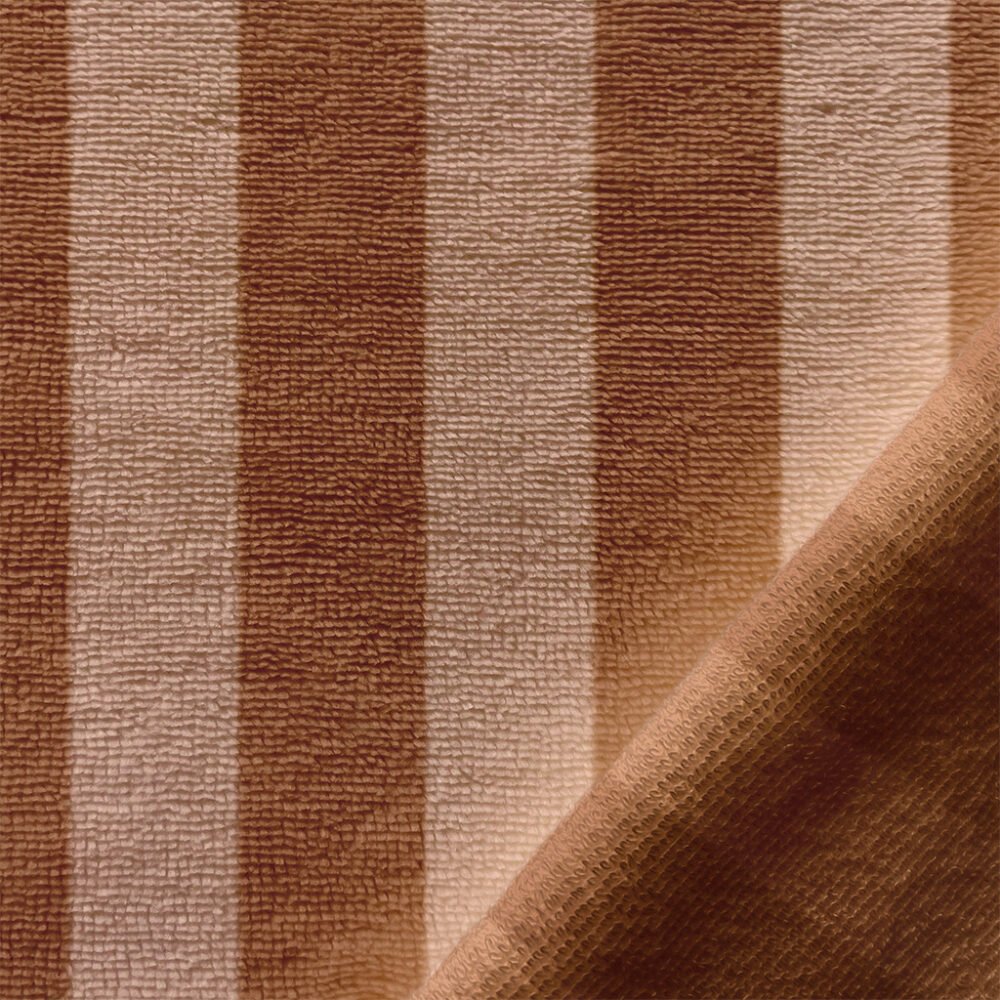 Tissu éponge rayé beige/chocolat