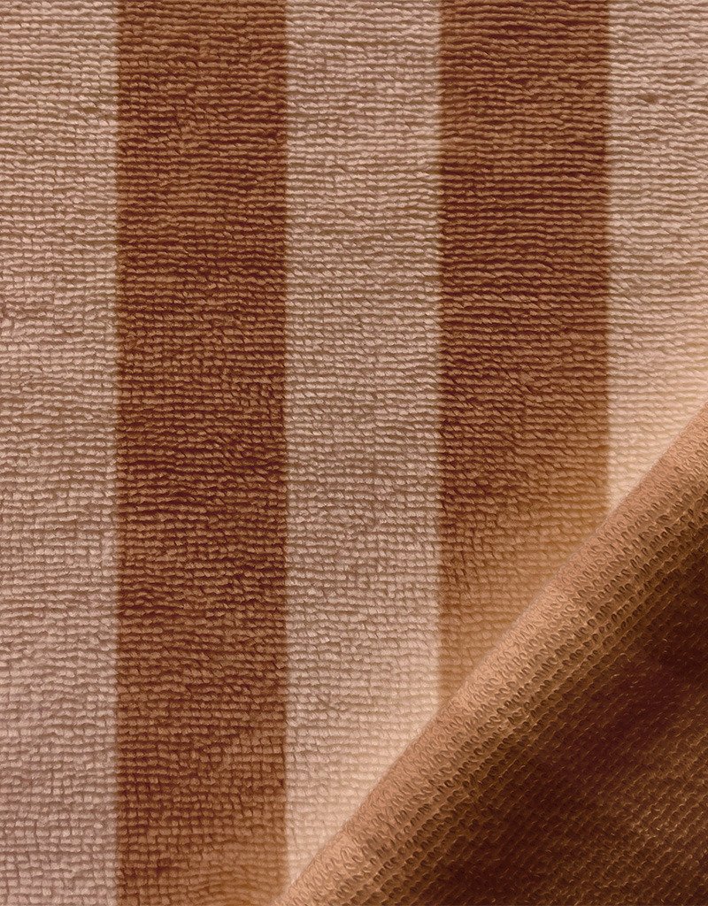 Tissu éponge rayé beige/chocolat