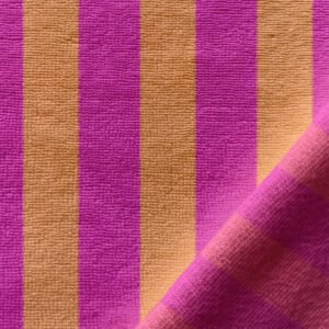 Tissu éponge rayé rose/orange