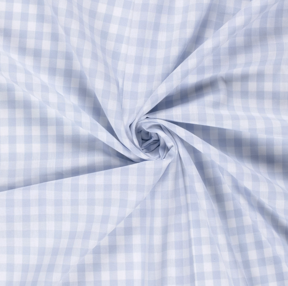 Tissu coton vichy bleu ciel