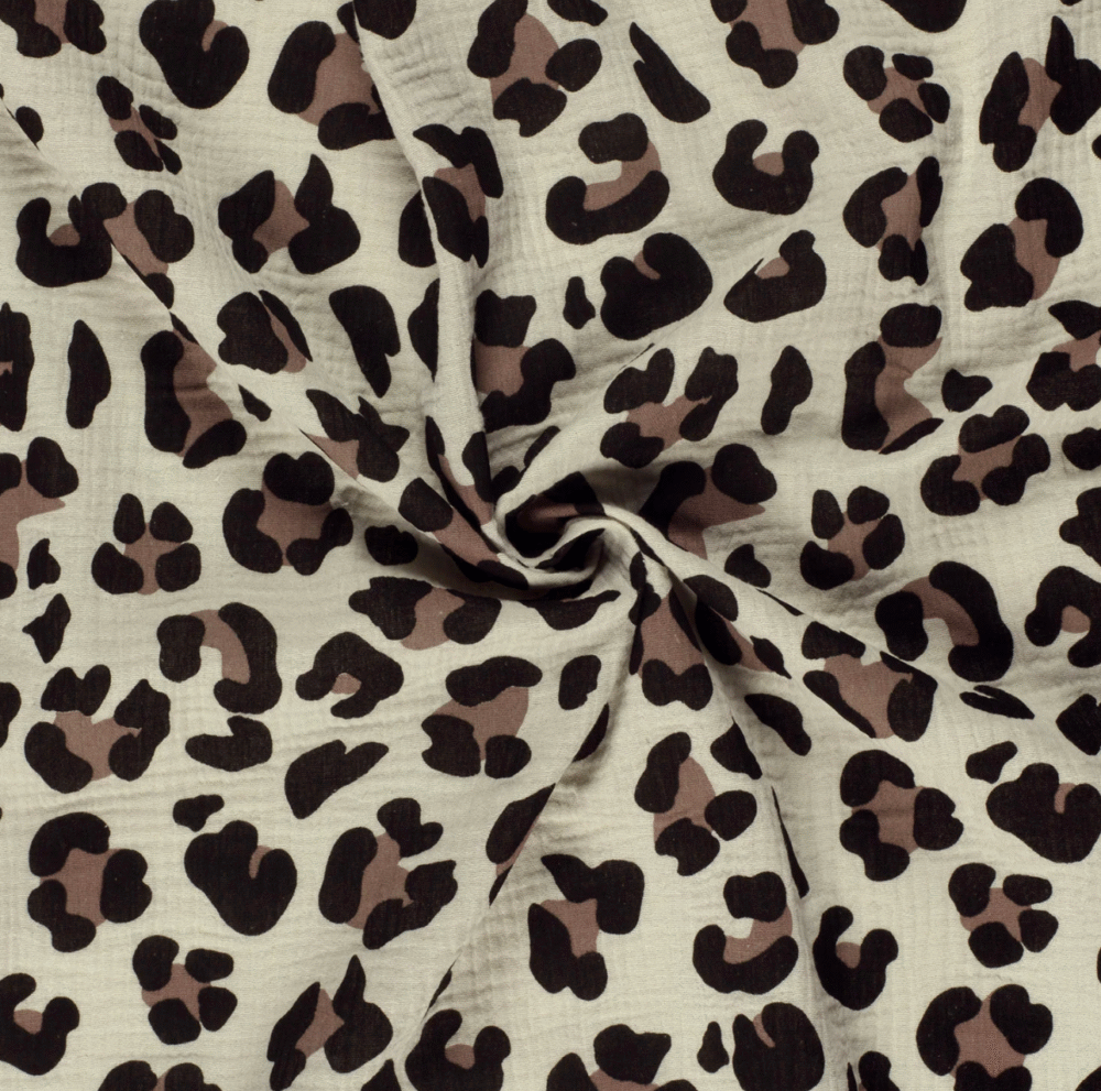 Tissu gaze de coton léopard Ava