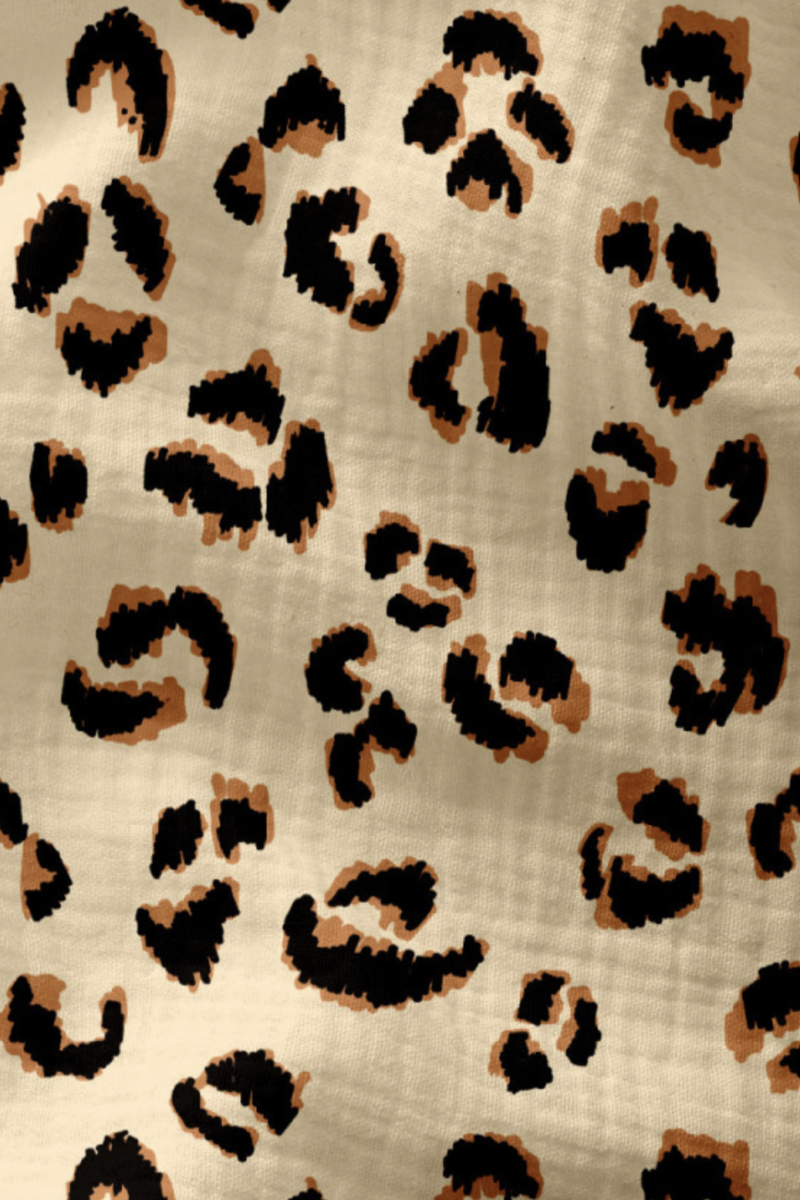 Tissu gaze de coton léopard fauve