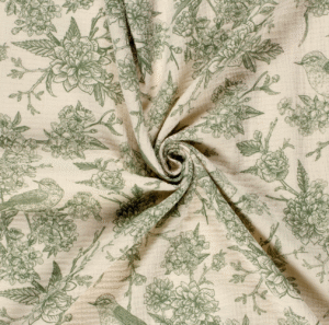 Tissu gaze de coton bird vert