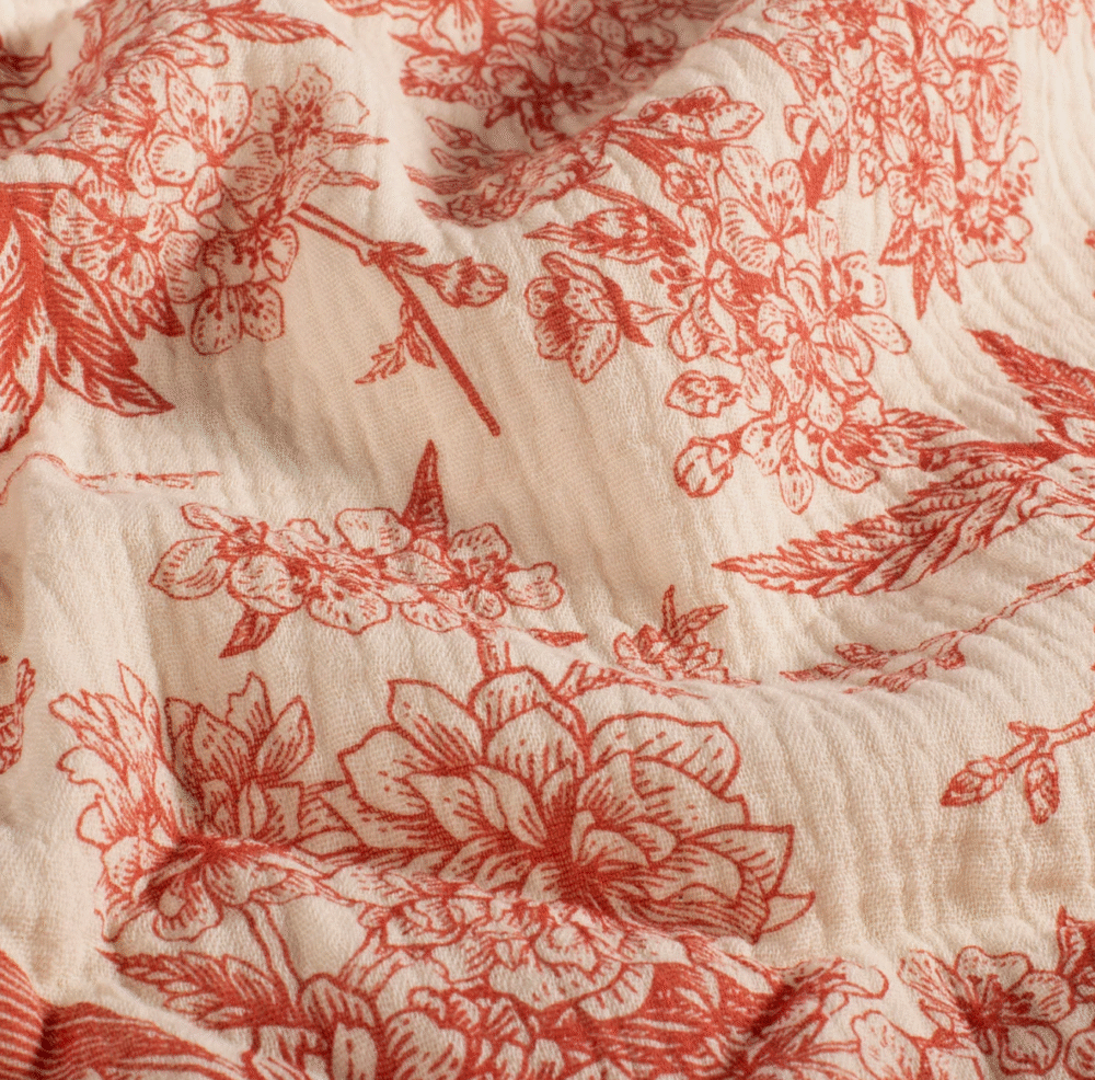 Tissu gaze de coton bird rouge – Image 2